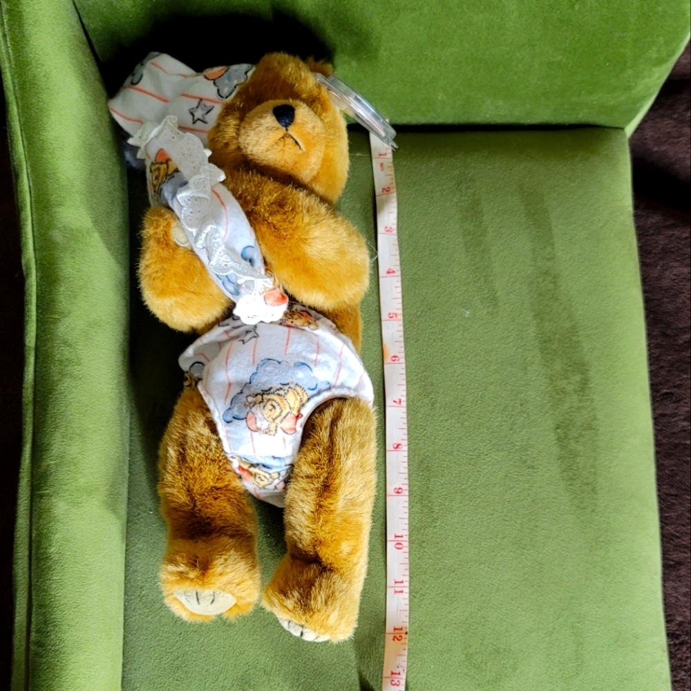 Ty Attic Treasures Bear Named Precious Brown Joints w/ pillow & PJ Hat 12" NWT - Picture 9 of 10